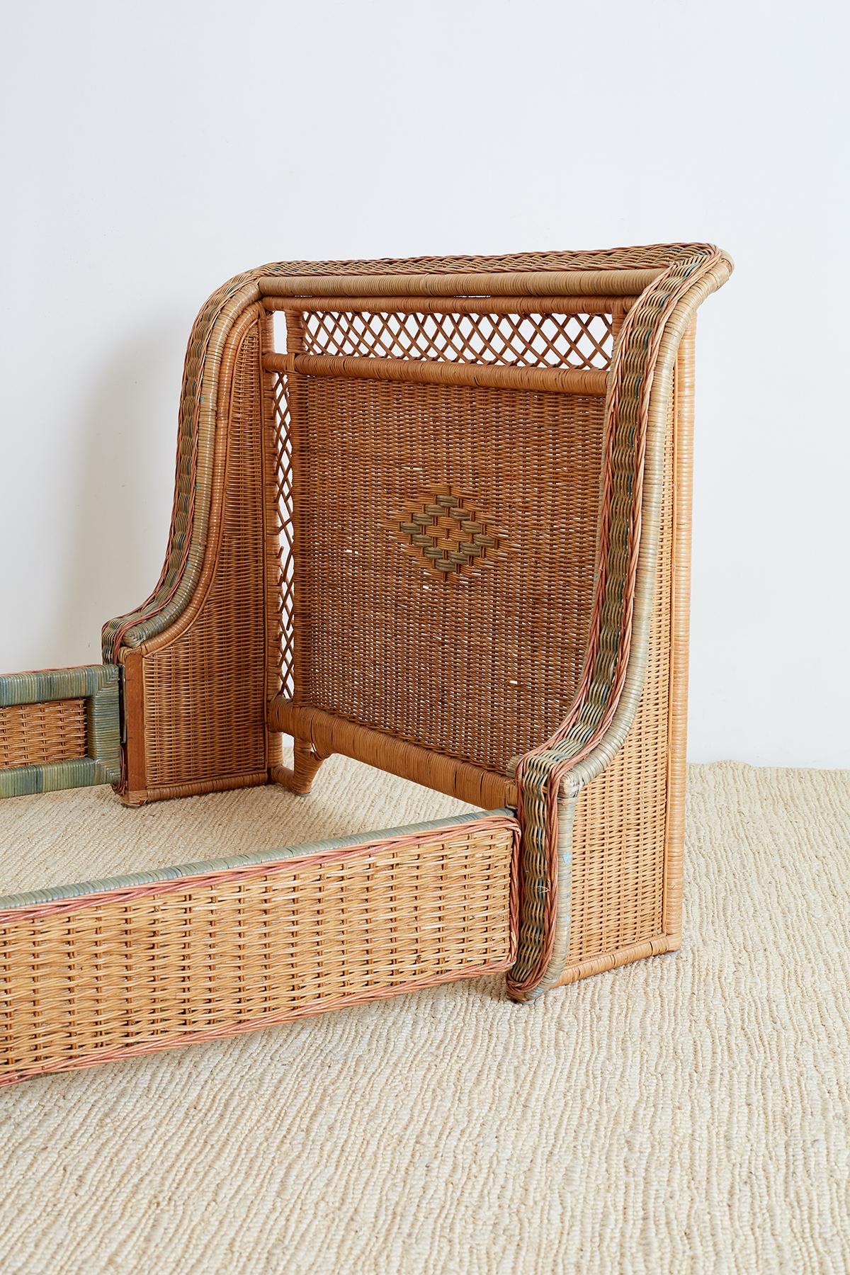 Hand-Crafted French Grange Art Deco Wicker Sleigh Bed