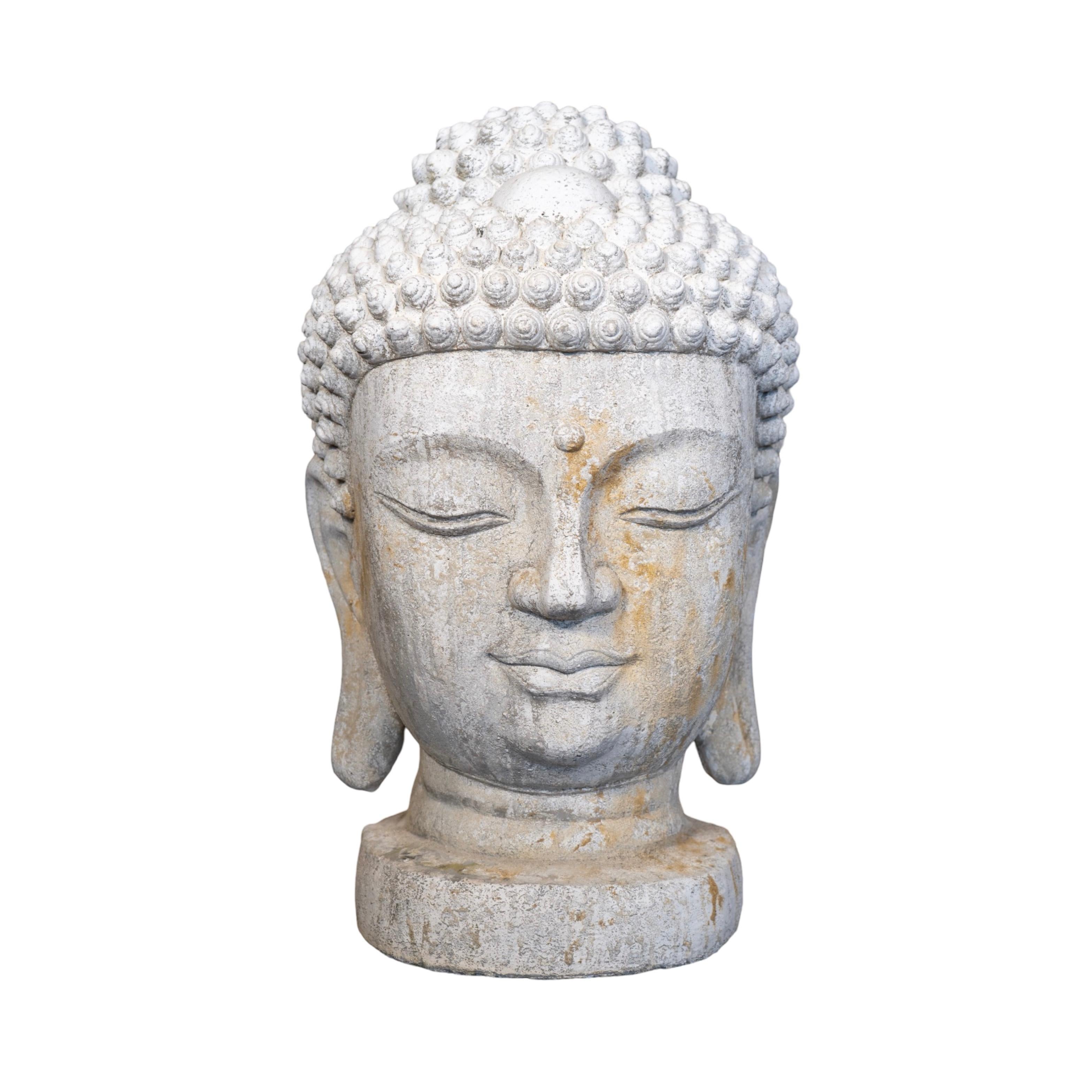 Expertly crafted from a granite composite mix, this French Buddha Head Sculpture brings a contemporary touch to any outdoor garden space. Its aged wear look adds a timeless appeal, making it perfect for meditation and relaxation. Available as
