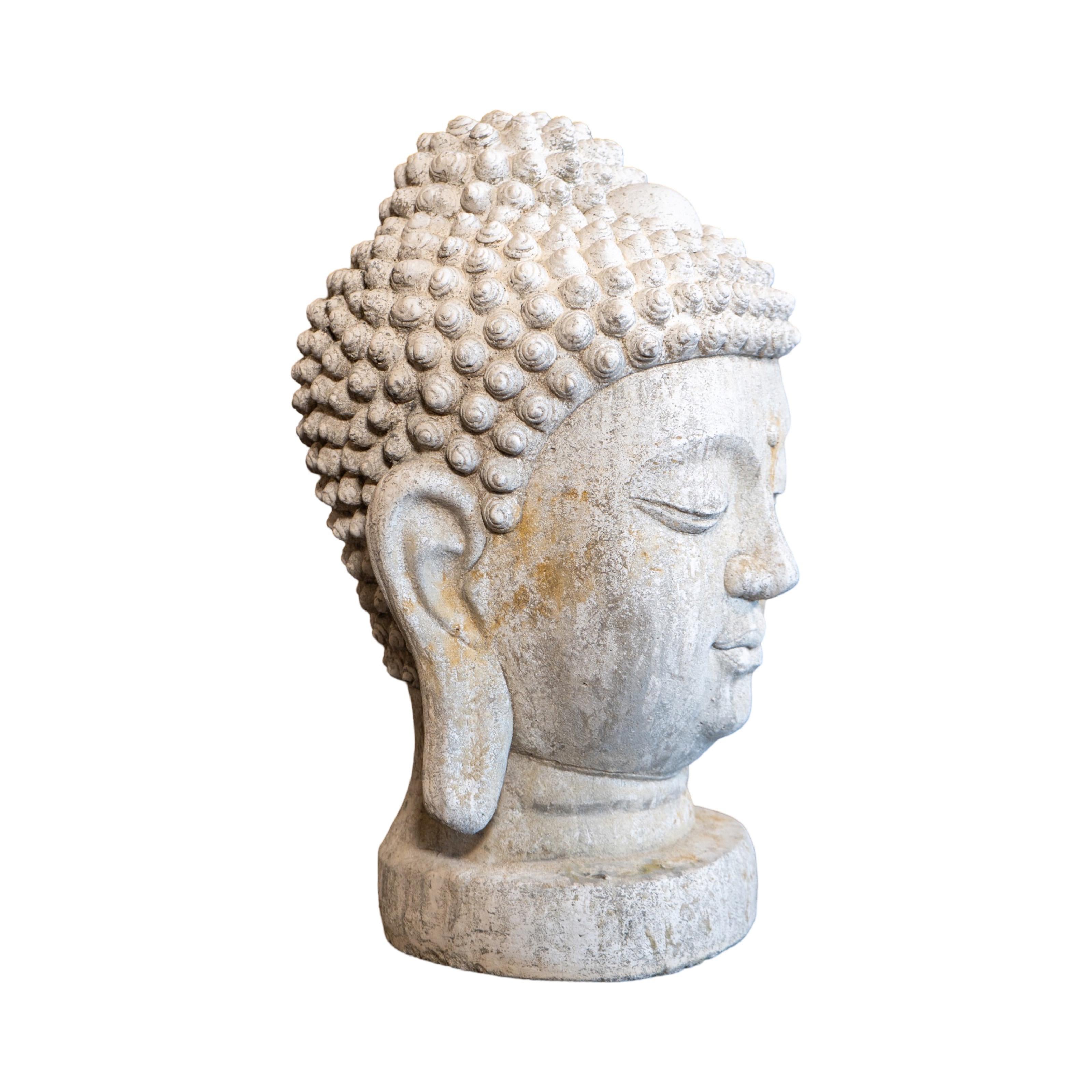 French Granite Composite Buddha Head Sculpture In New Condition For Sale In Dallas, TX