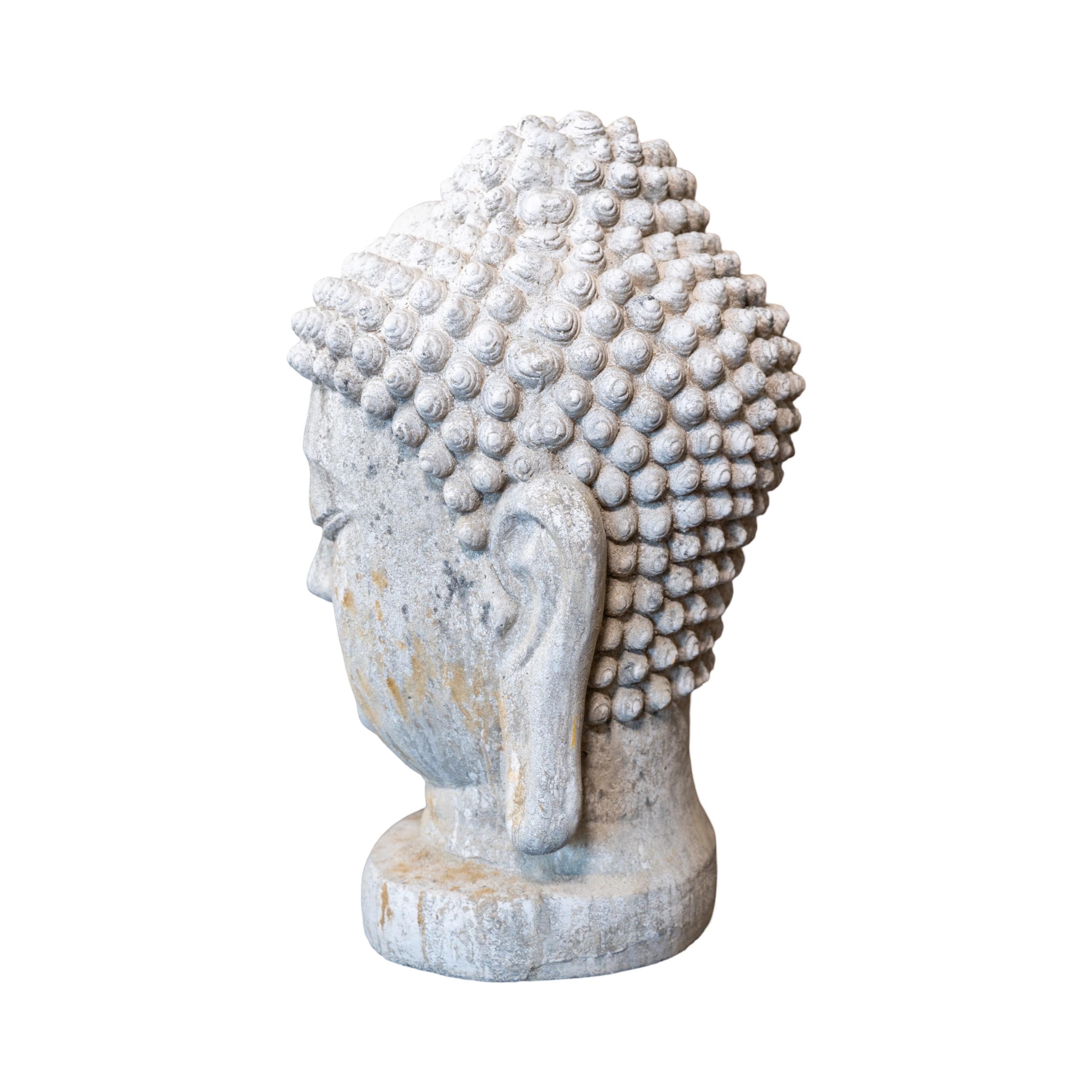 Contemporary French Granite Composite Buddha Head Sculpture For Sale