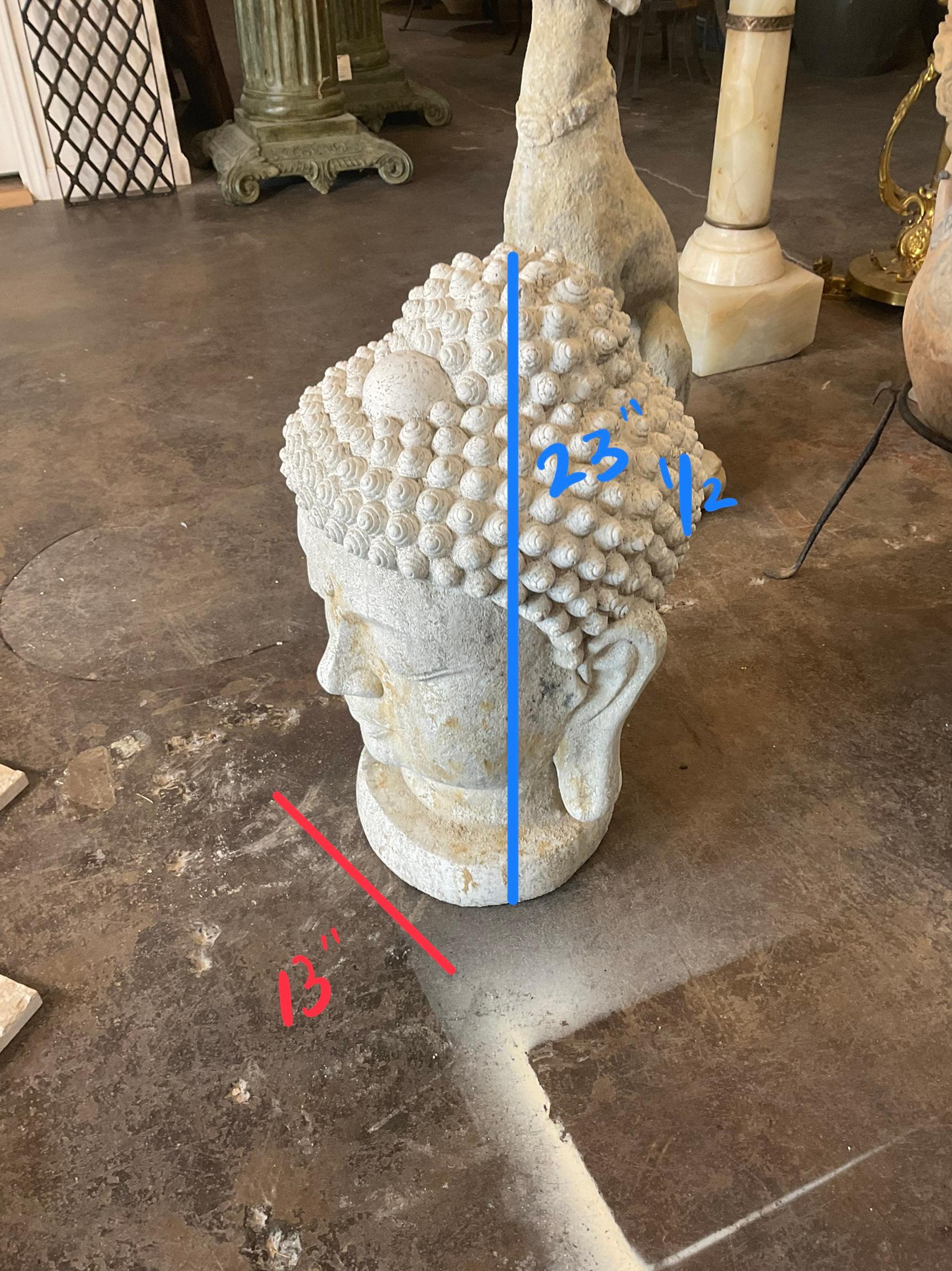 French Granite Composite Buddha Head Sculpture For Sale 4