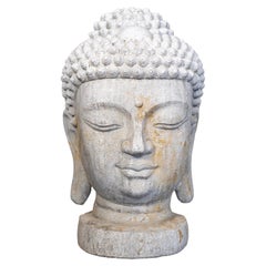 French Granite Composite Buddha Head Sculpture