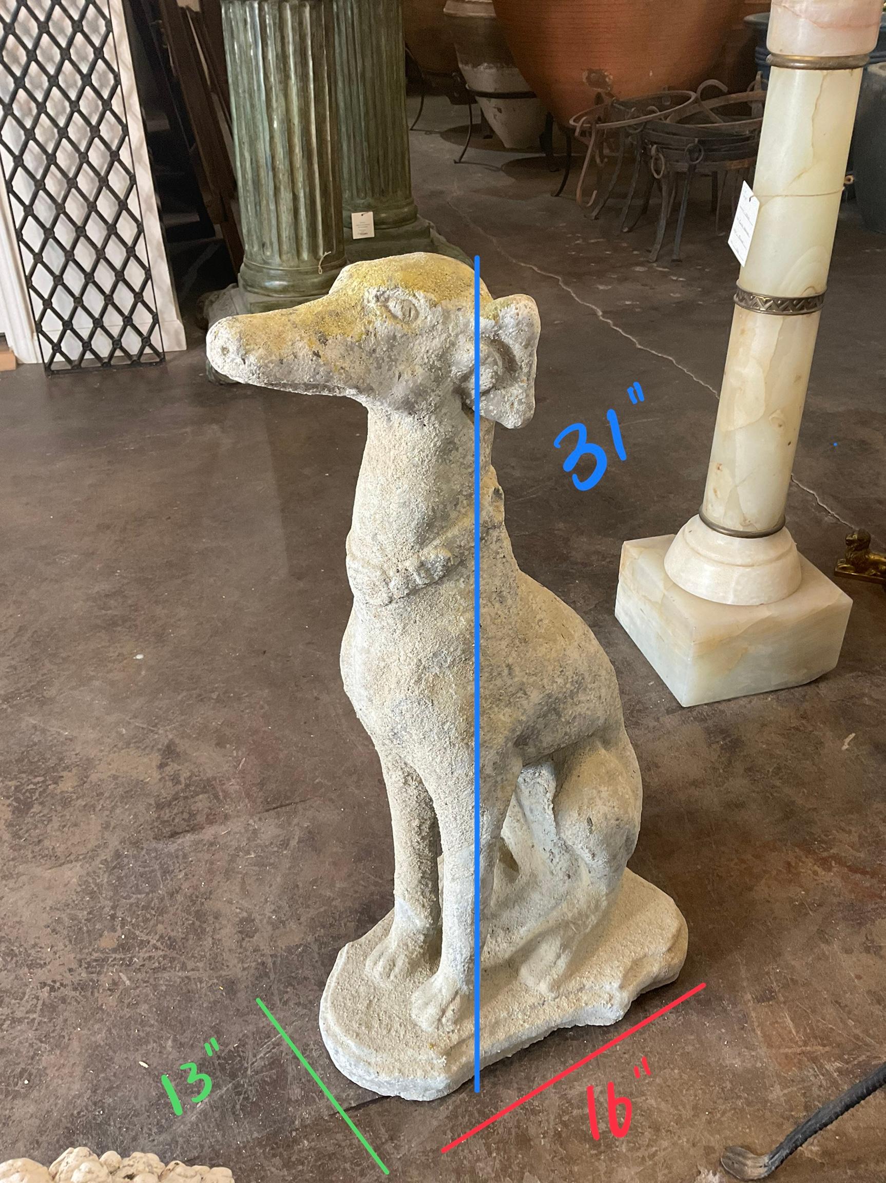 Scultura di cane Whippet in composito di granito francese in vendita 4