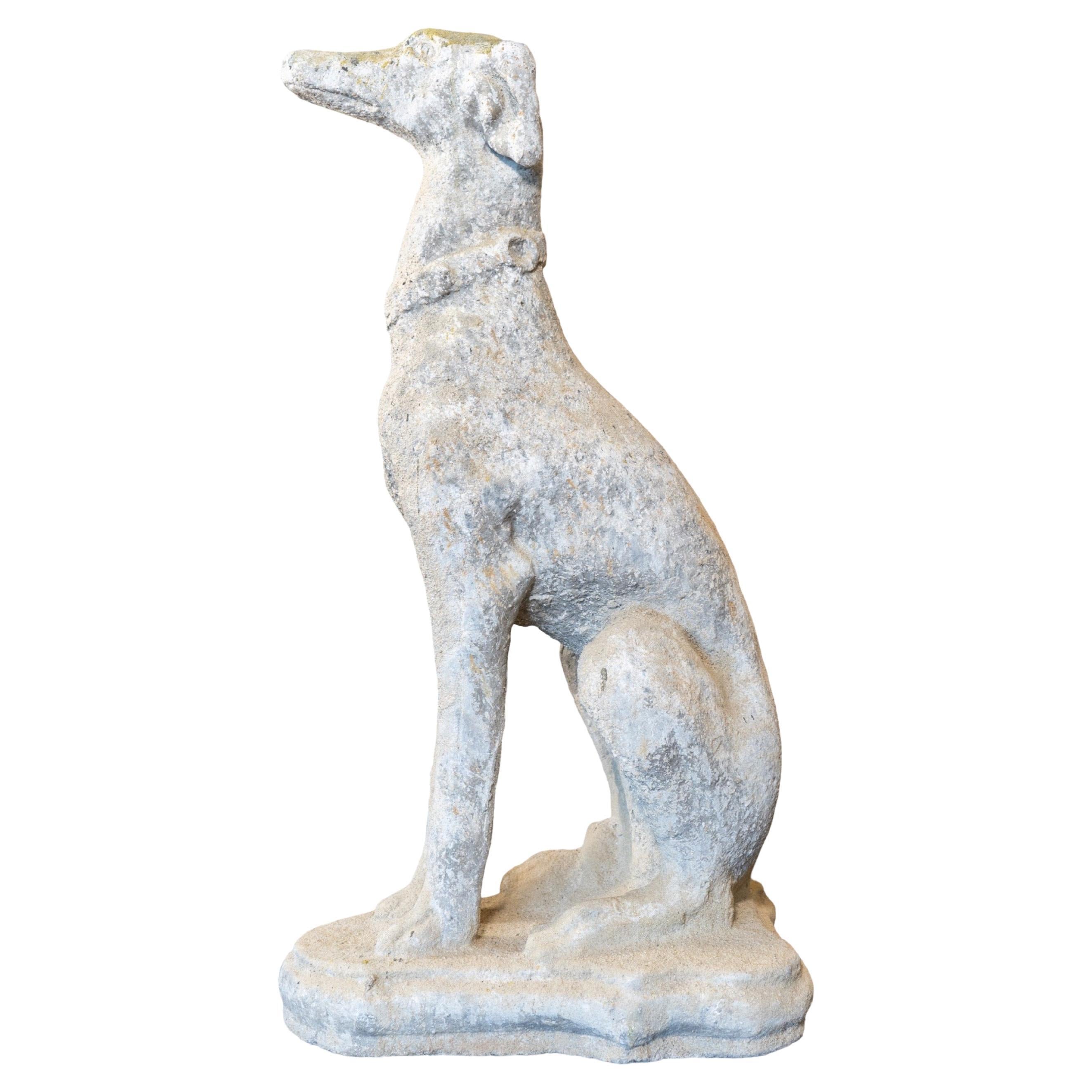 Scultura di cane Whippet in composito di granito francese in vendita