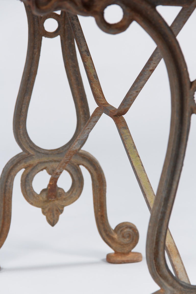 French Granite Top Bistro Table with Iron Base, 1920s at 1stDibs