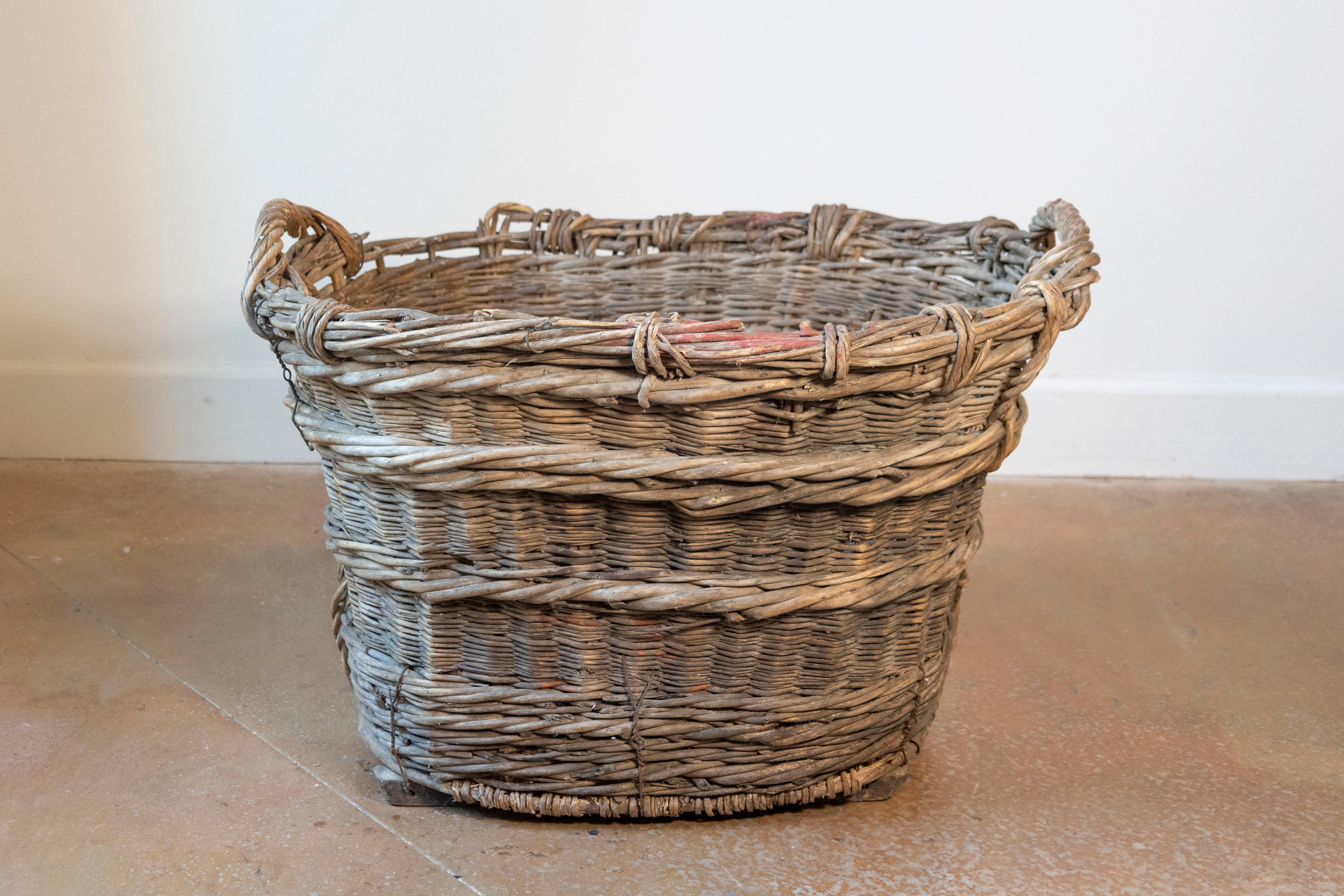 Wicker French Grape Harvesting Basket For Sale
