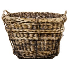 Vintage French Grape Pickers Rattan, Wicker Harvest Basket