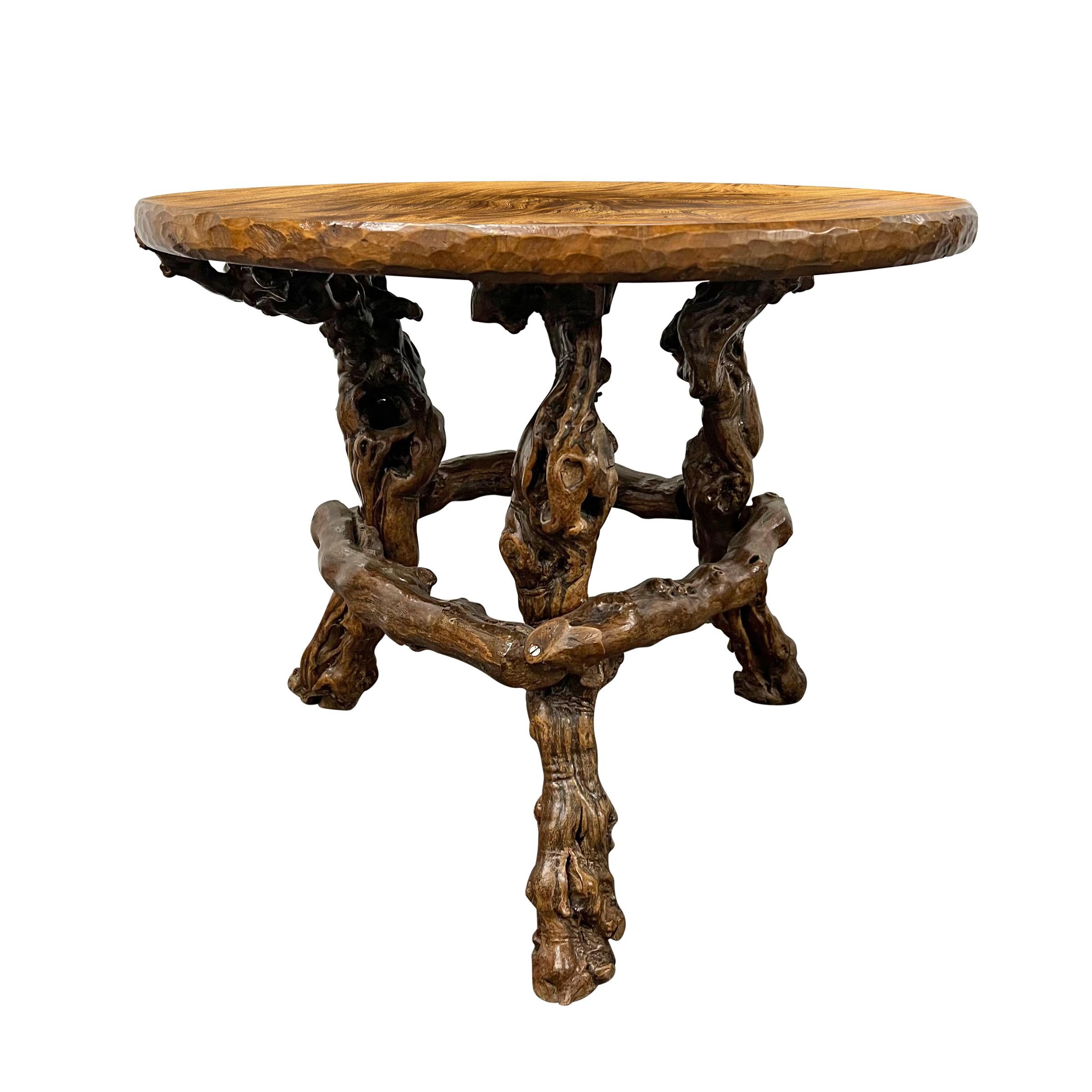 Rustic French Grapevine and Mahogany Table