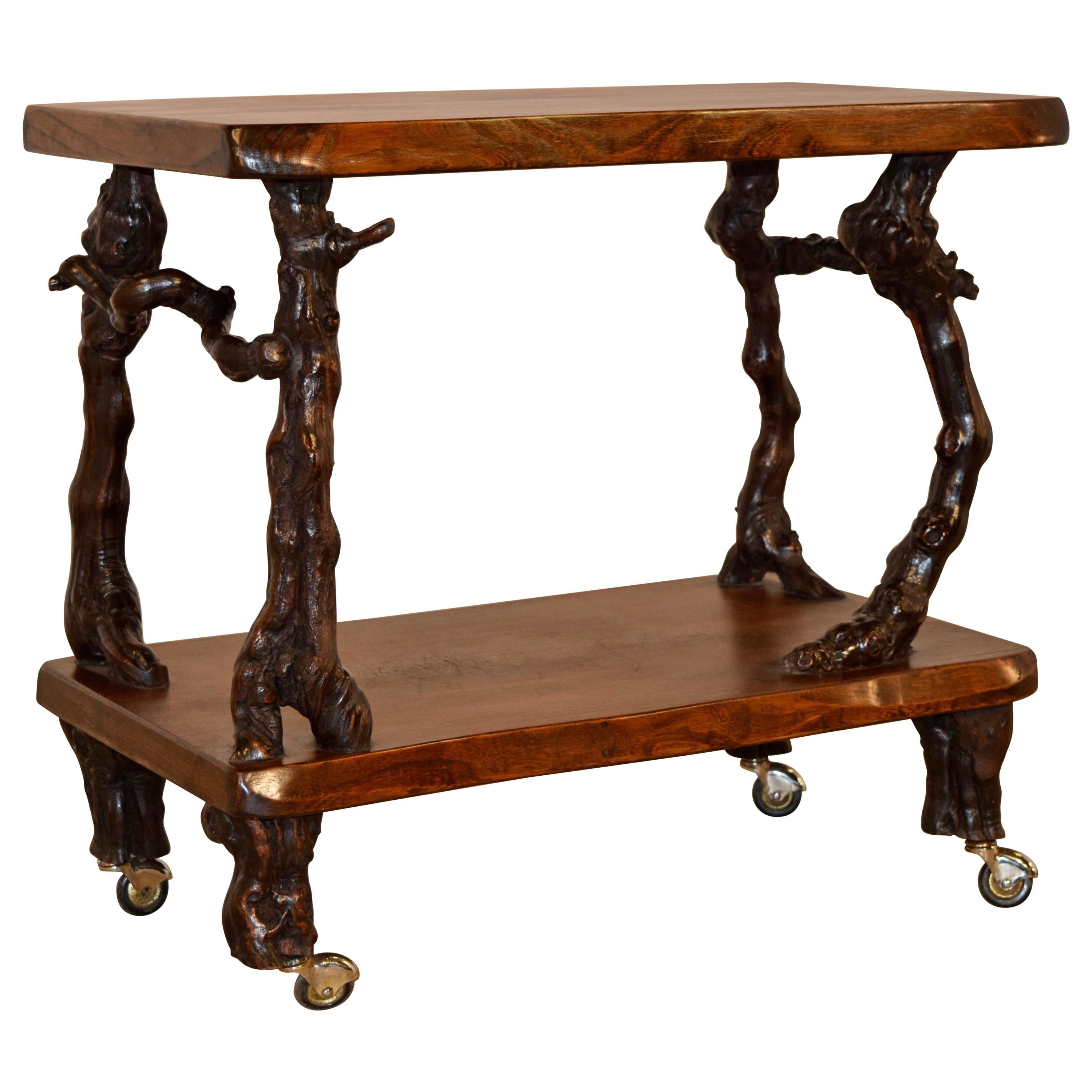French Grapevine and Walnut Bar Cart