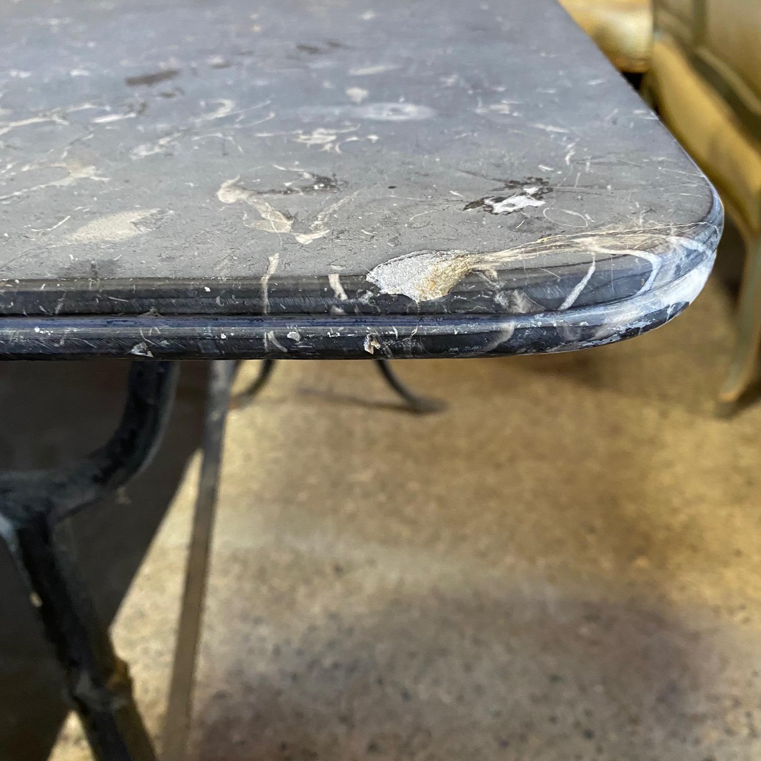 French Gray Marble Top Cafe Table with Classic Provincial Metal Base For Sale 6