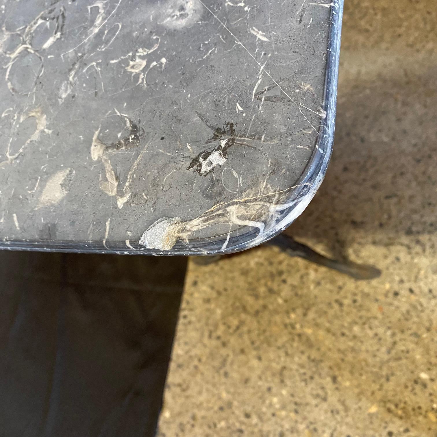 French Gray Marble Top Cafe Table with Classic Provincial Metal Base For Sale 7
