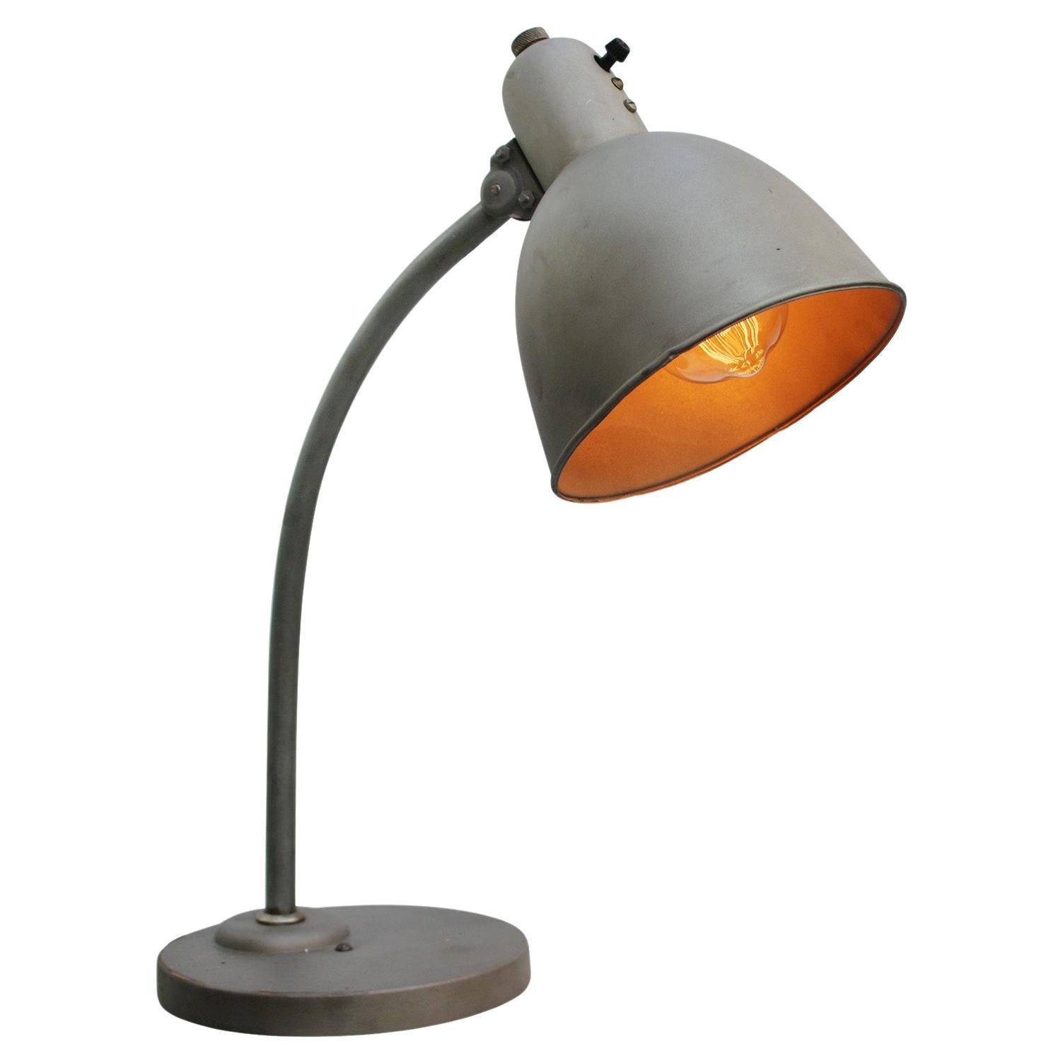French Gray Metal Vintage Industrial Table Desk Lamp For Sale