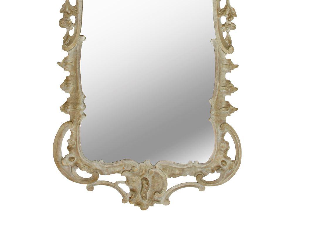 Carved French Gray Vintage Mirror, circa 1940