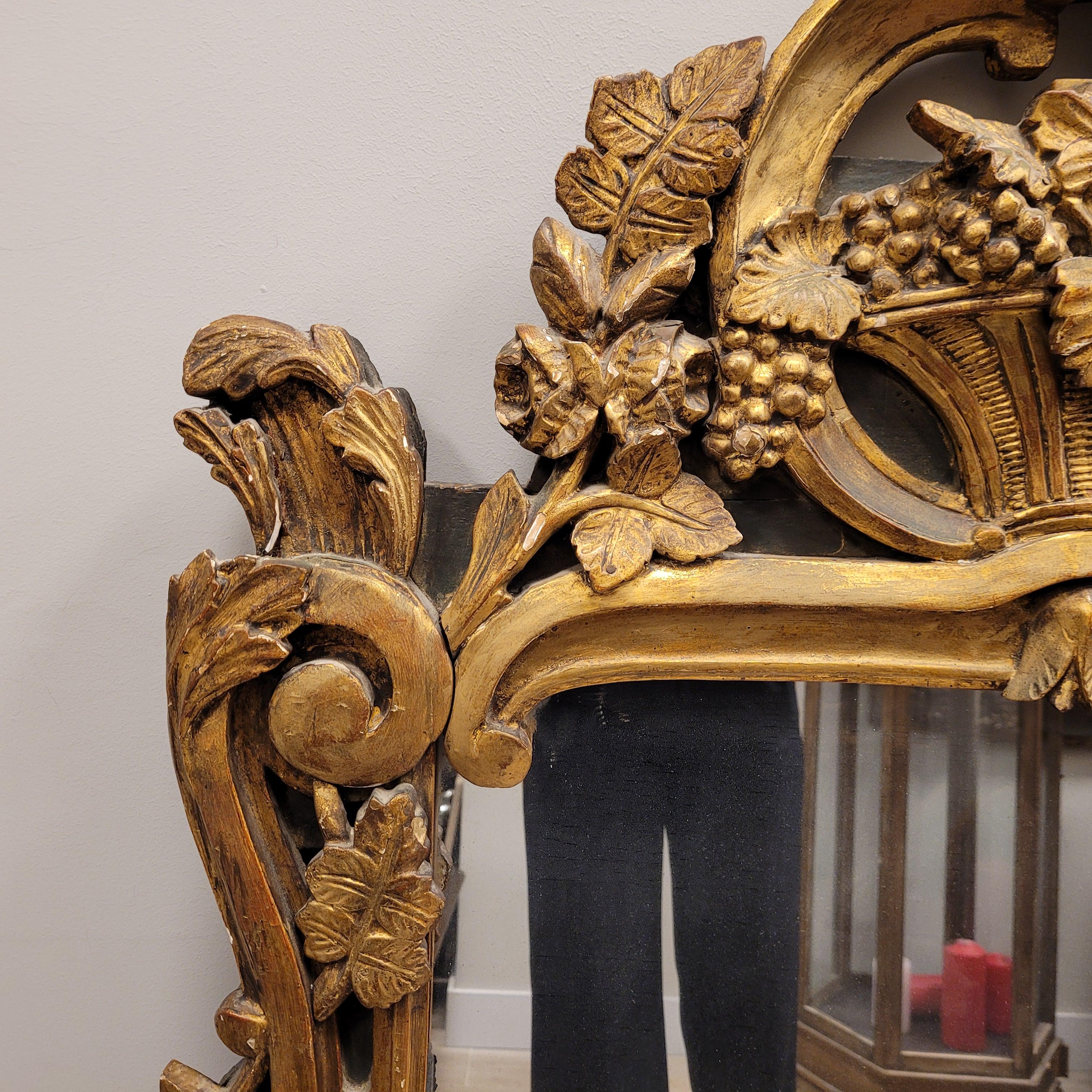 Hand-Crafted  French Great Mirror, Regency carved and gilded wood For Sale
