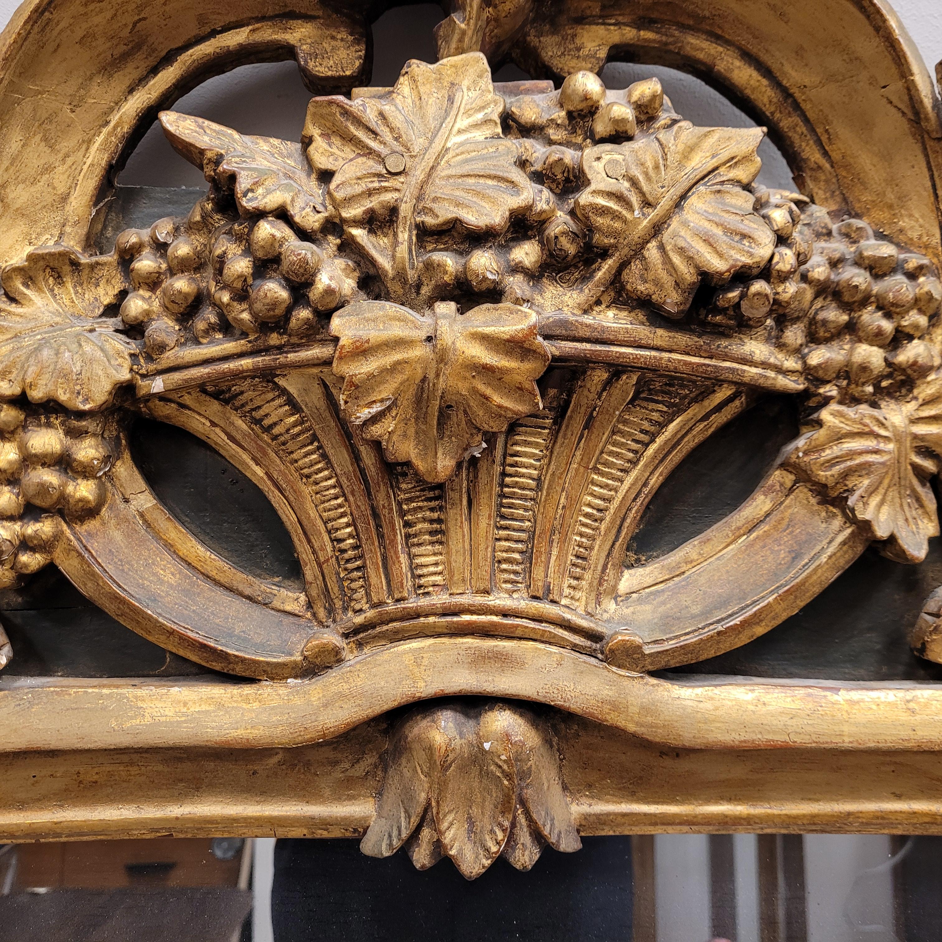 Wood  French Great Mirror, Regency carved and gilded wood For Sale