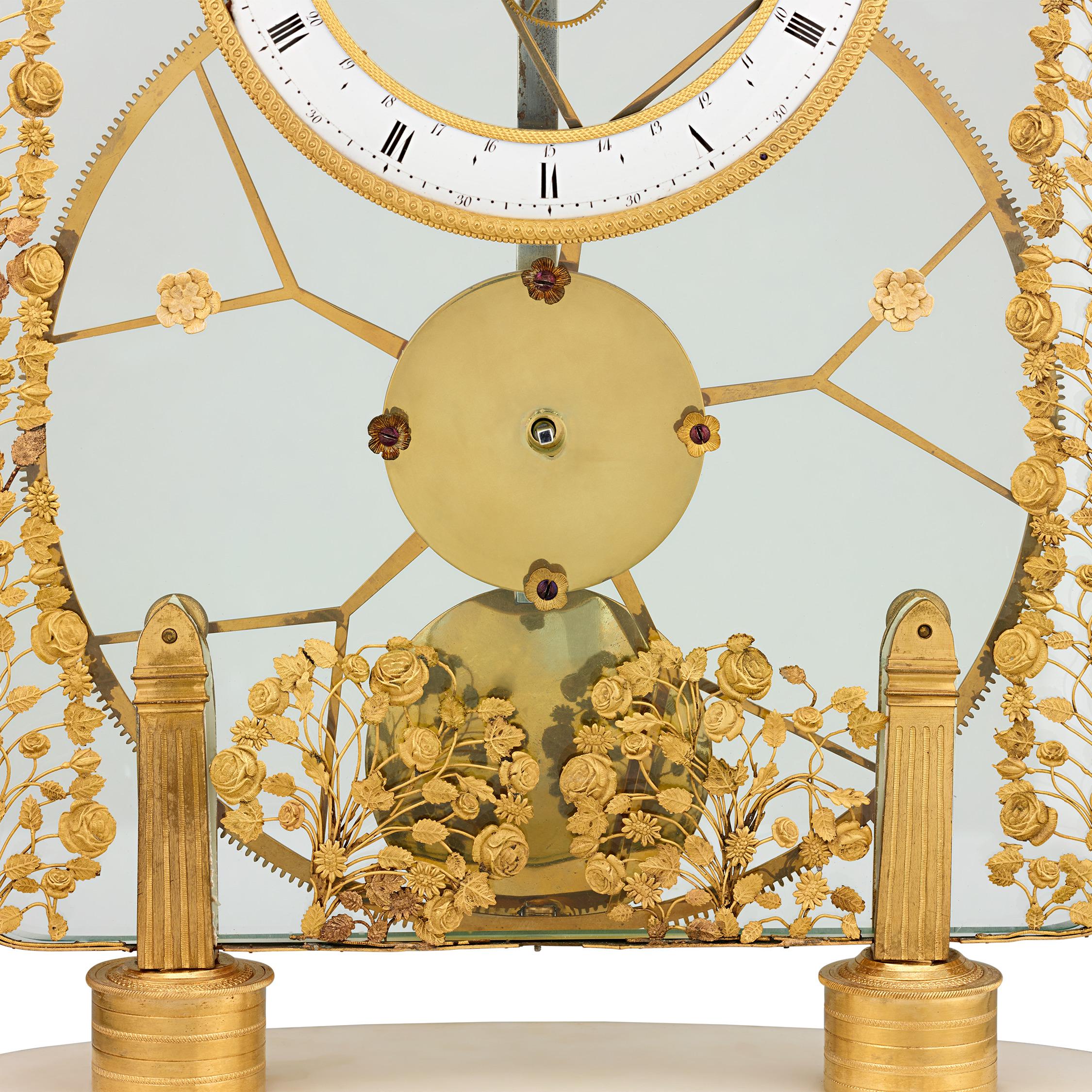 19th Century French Great Wheel Skeleton Clock For Sale