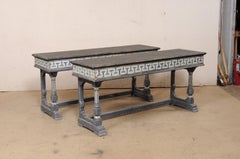 French Greek Key Painted Wood Console Table. 5.75 Ft. Long