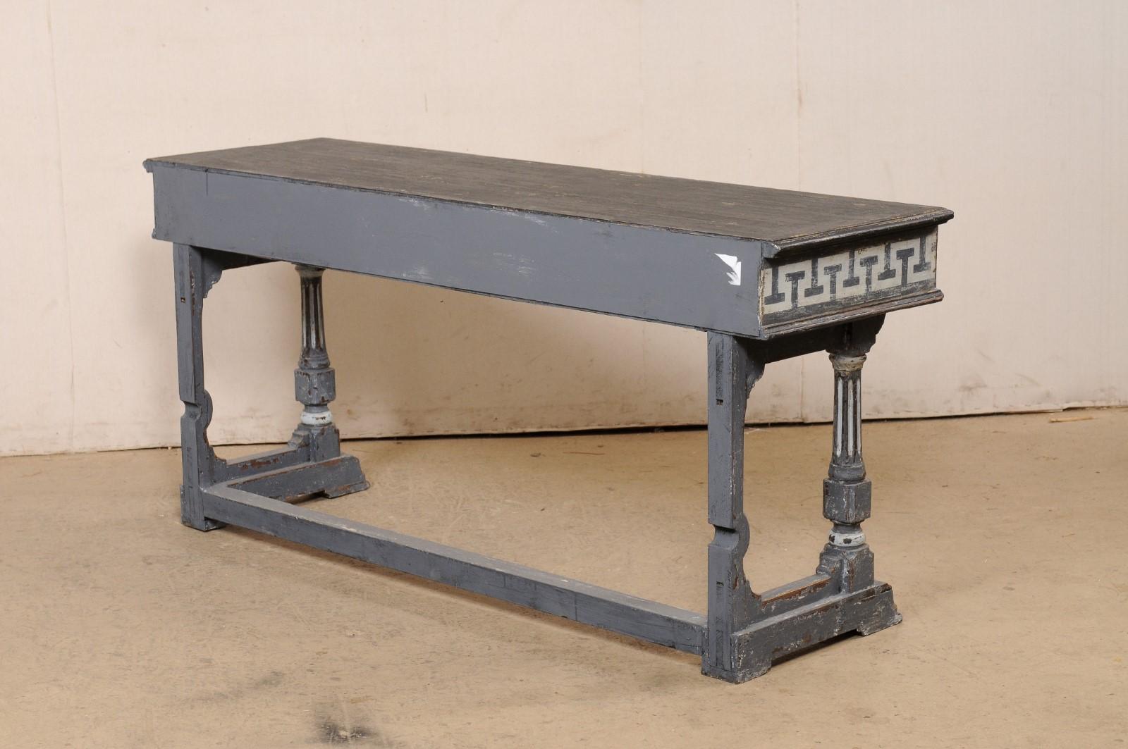 French Greek Key Painted Wood Console Table. 5.75 Ft. Long 2