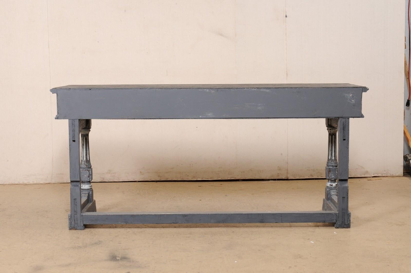 French Greek Key Painted Wood Console Table. 5.75 Ft. Long 3