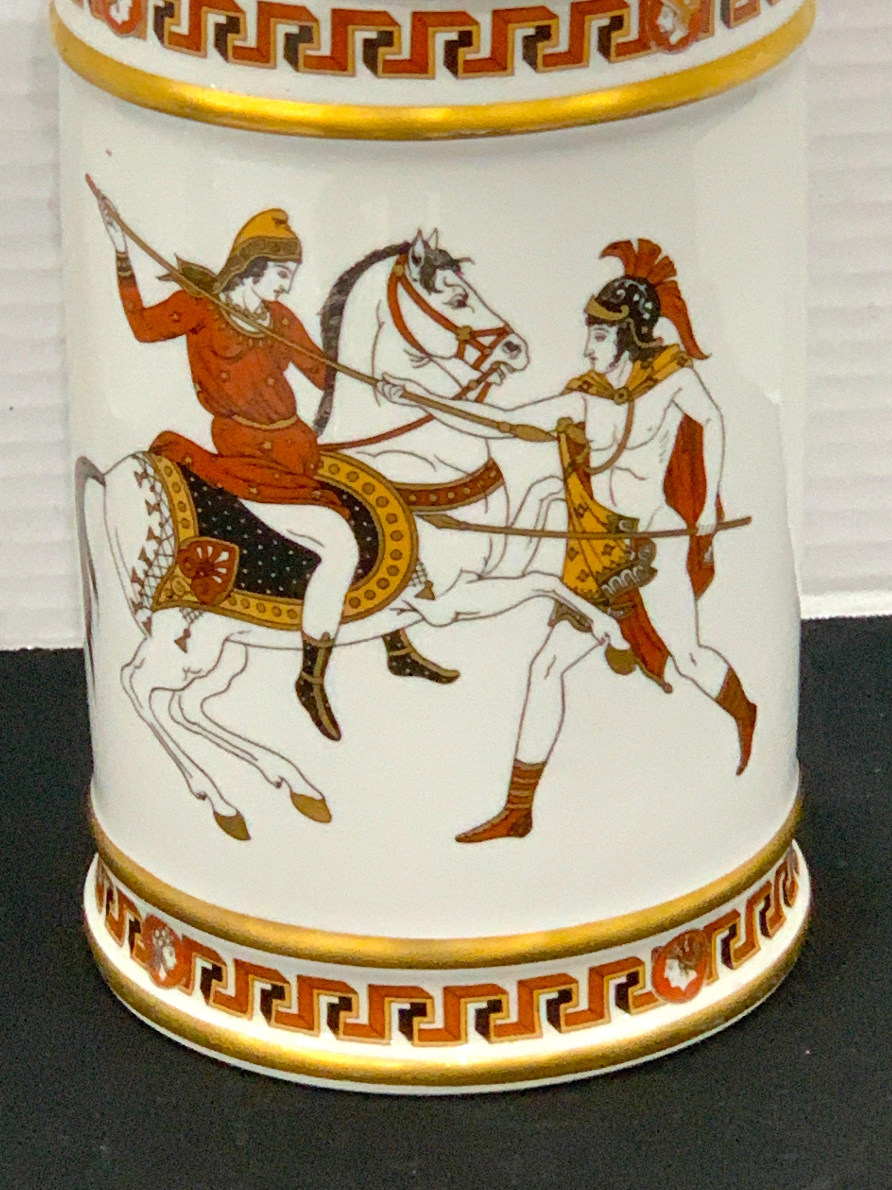 Painted French Greek Revival Porcelain Apothecary Jar For Sale