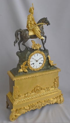 French, Greek Revolution or Hellenistic Mantel Clock of Turk on Horseback