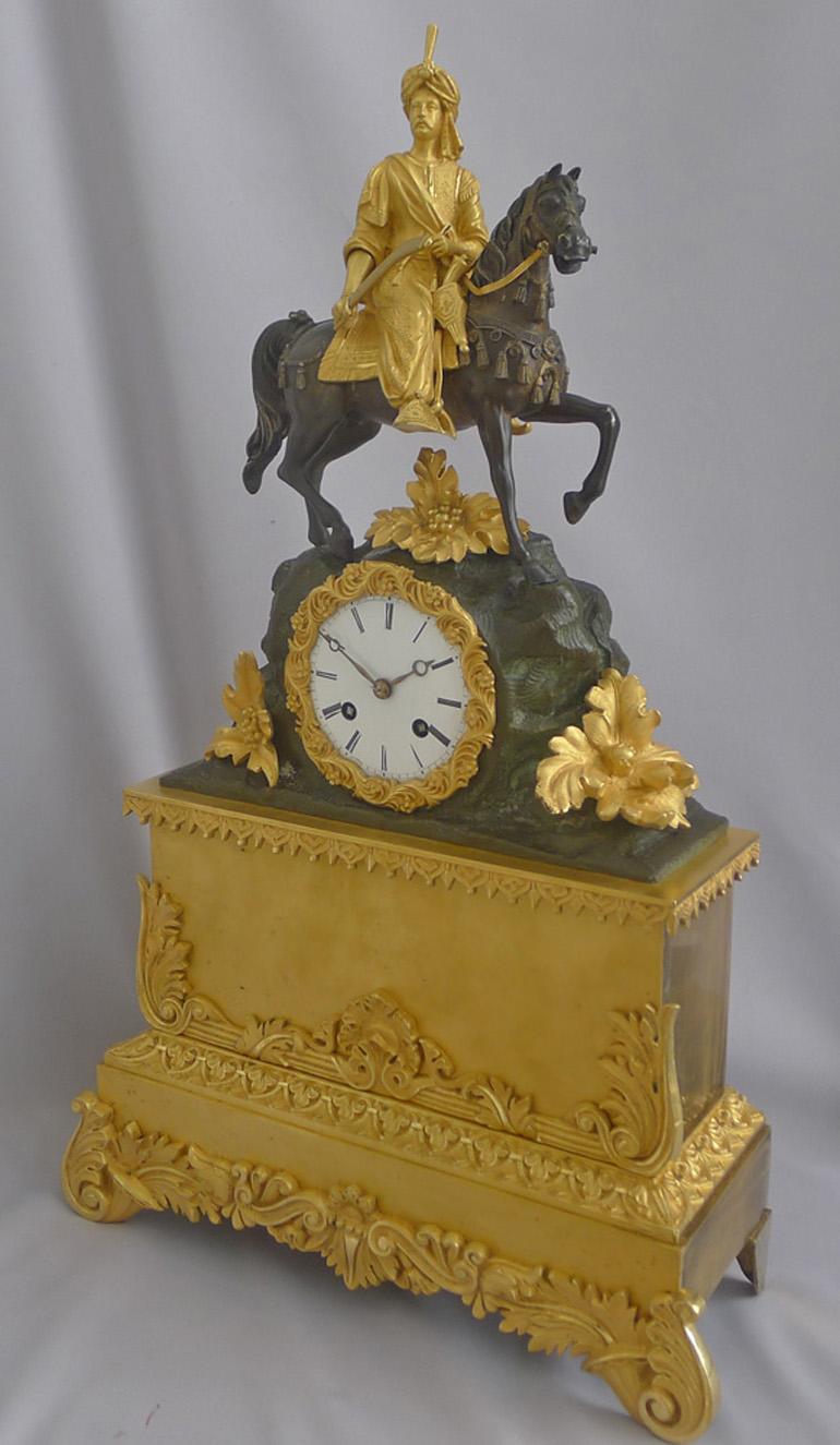 antique horse mantel clock