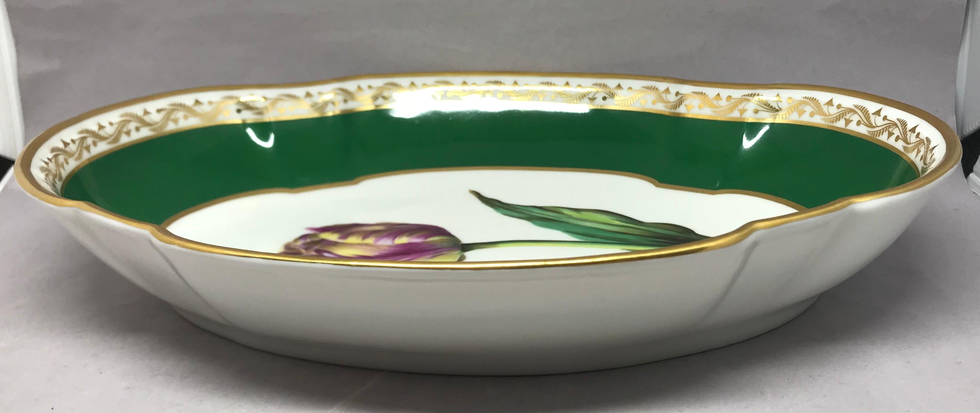 French Purple and Green Gilt Porcelain Tulip Bowl For Sale