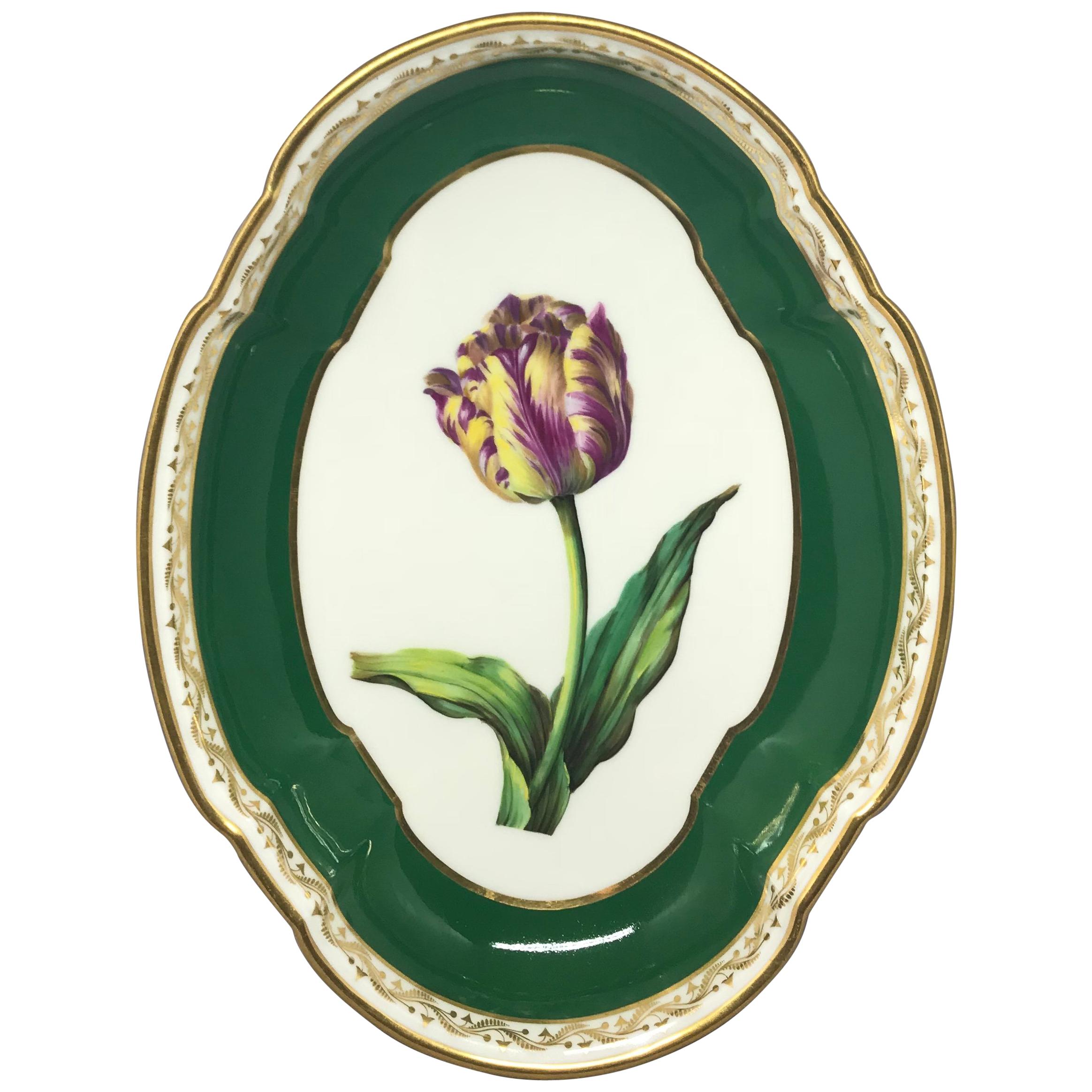 Purple and Green Gilt Porcelain Tulip Bowl For Sale