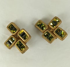 French Green Aurora Geomteric Earrings