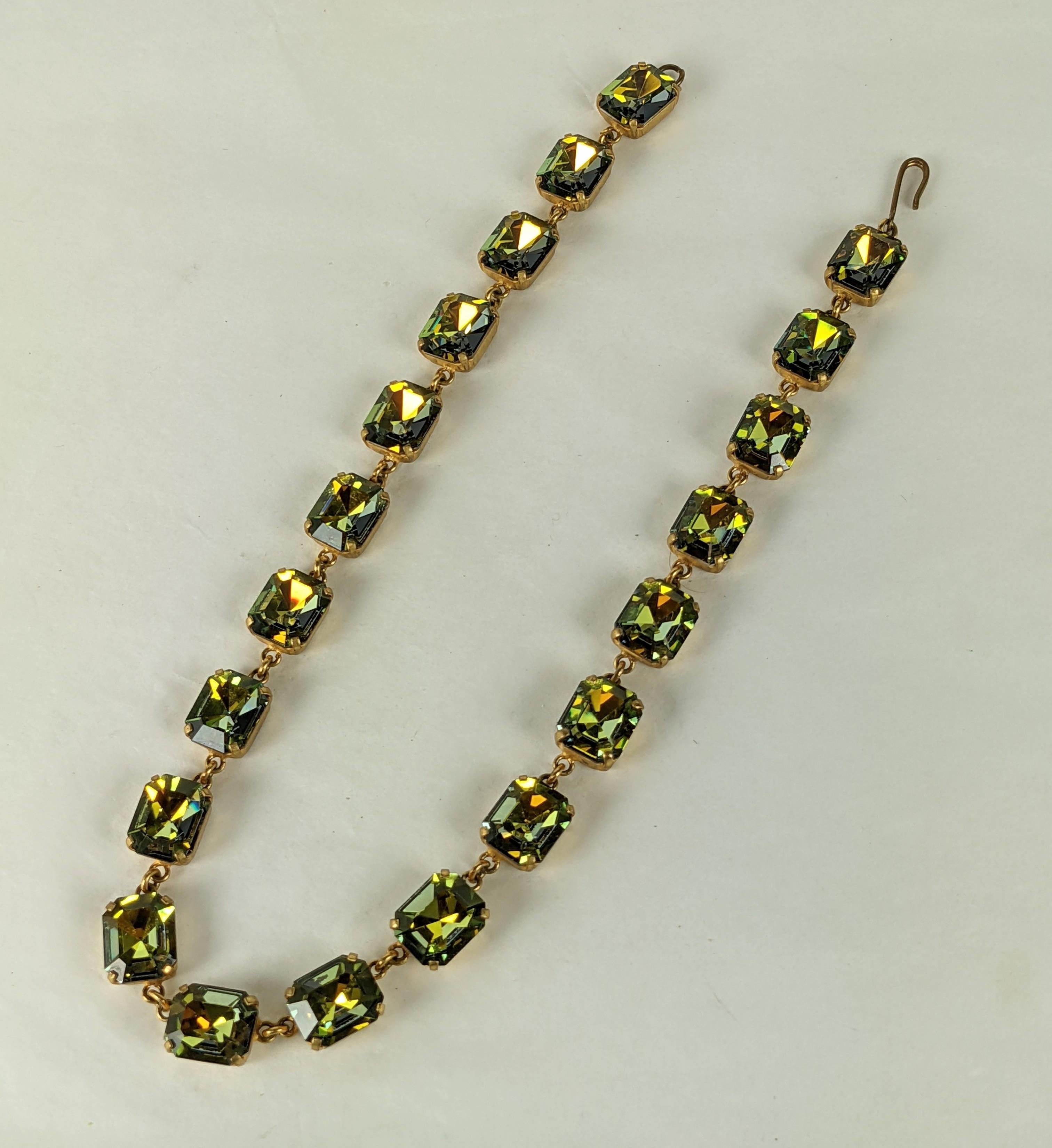 French Green Aurora Stone Necklace In Good Condition For Sale In New York, NY