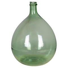Antique French Green Blown Glass Demijohn Bottle