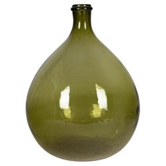 Antique French Green Blown Glass Demijohn Bottle
