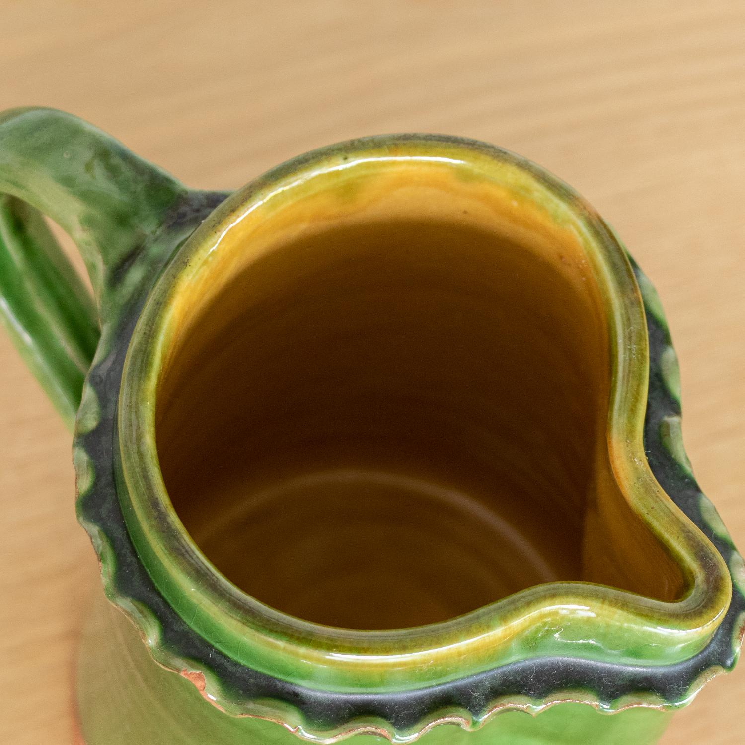 French Green Ceramic Pitcher 3