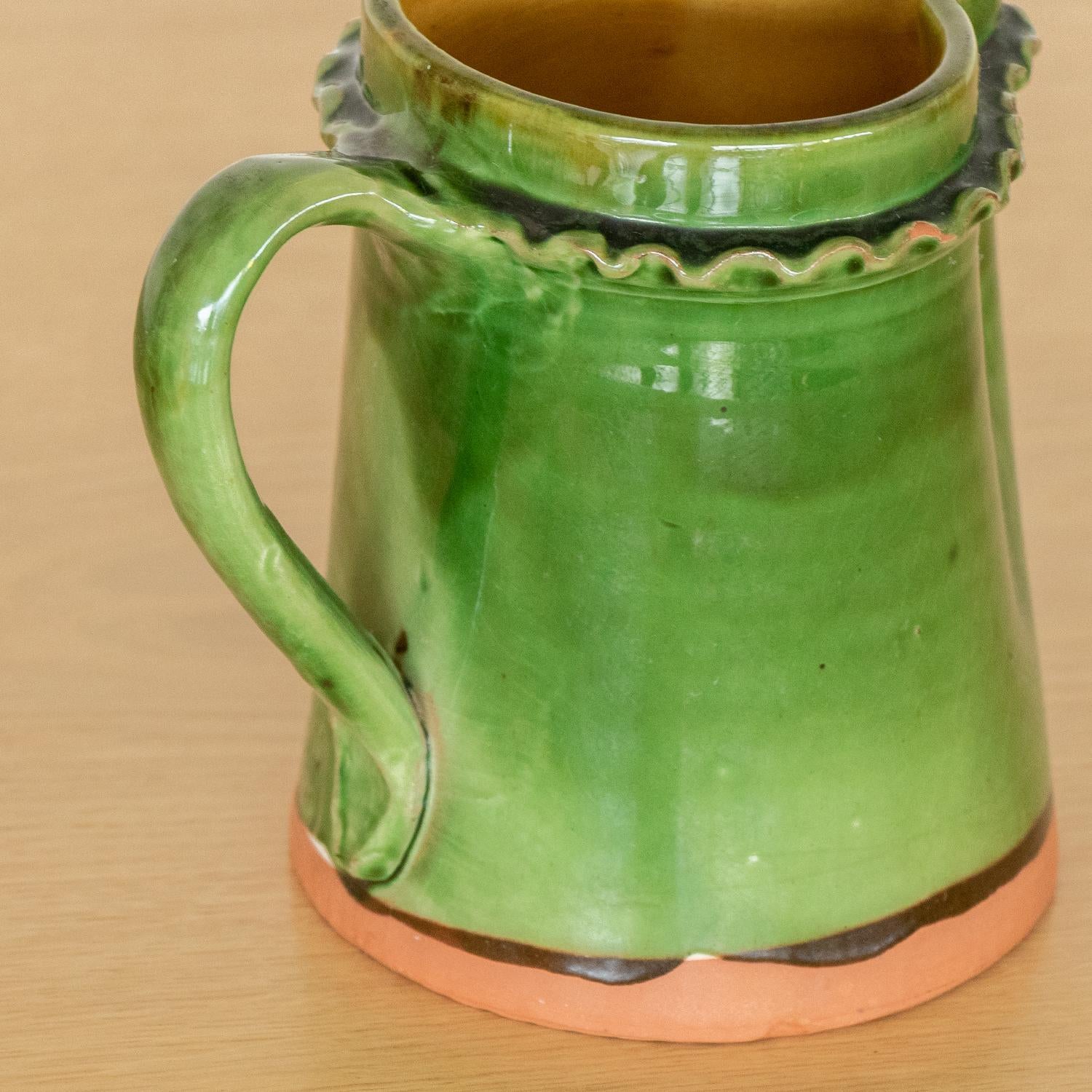 French Green Ceramic Pitcher 4