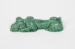 French Green Ceramic Poodle Figural Dog Knife Rests Set of 12
