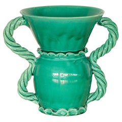 French Green Ceramic Vase from Vallauris