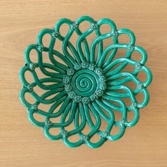 French Green Ceramic Woven Bowl