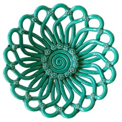 French Green Ceramic Woven Bowl
