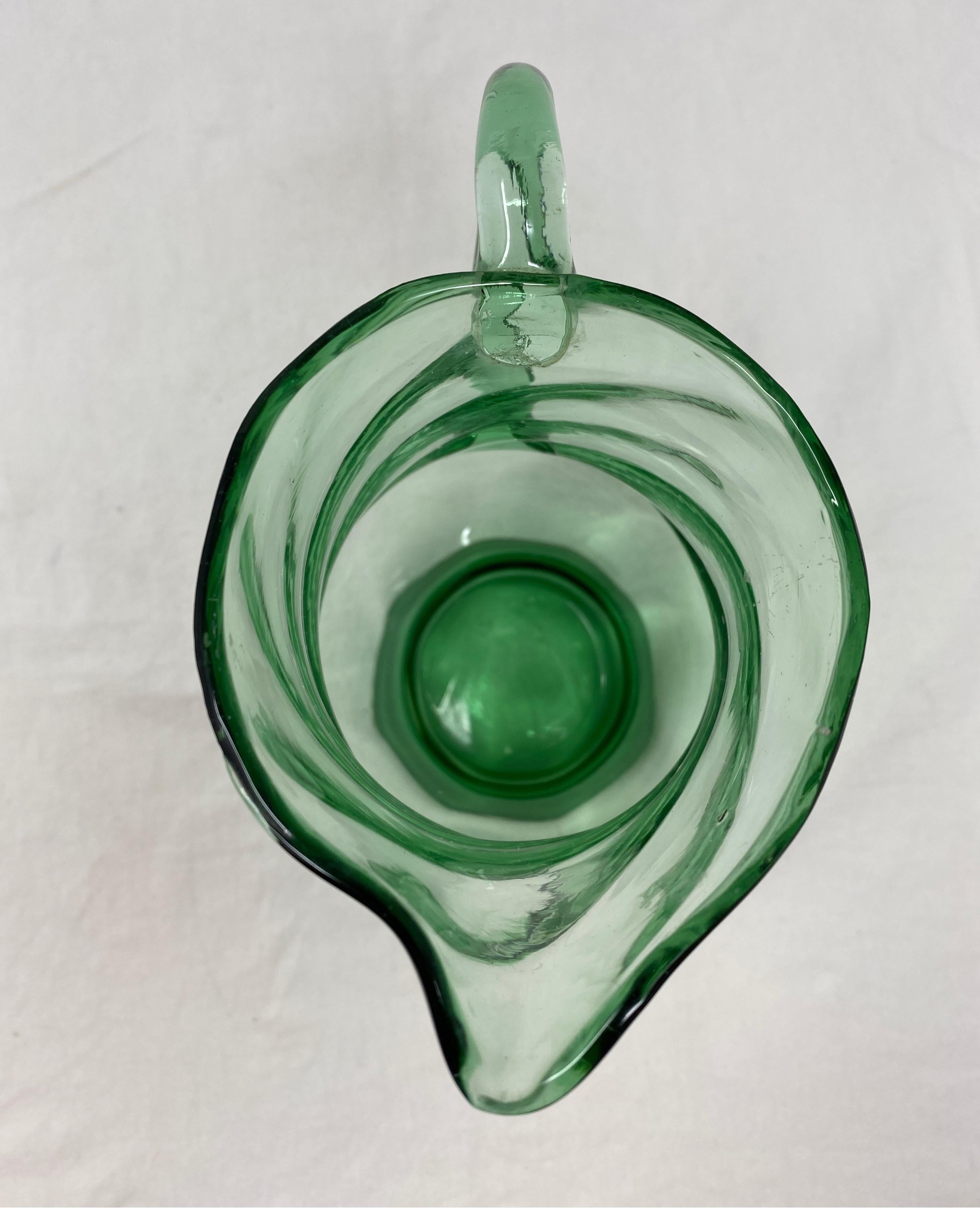 French Green Crystal Pitcher For Sale 1