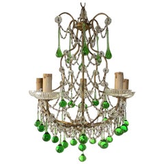 French Green Drops Macaroni Swags Chandelier