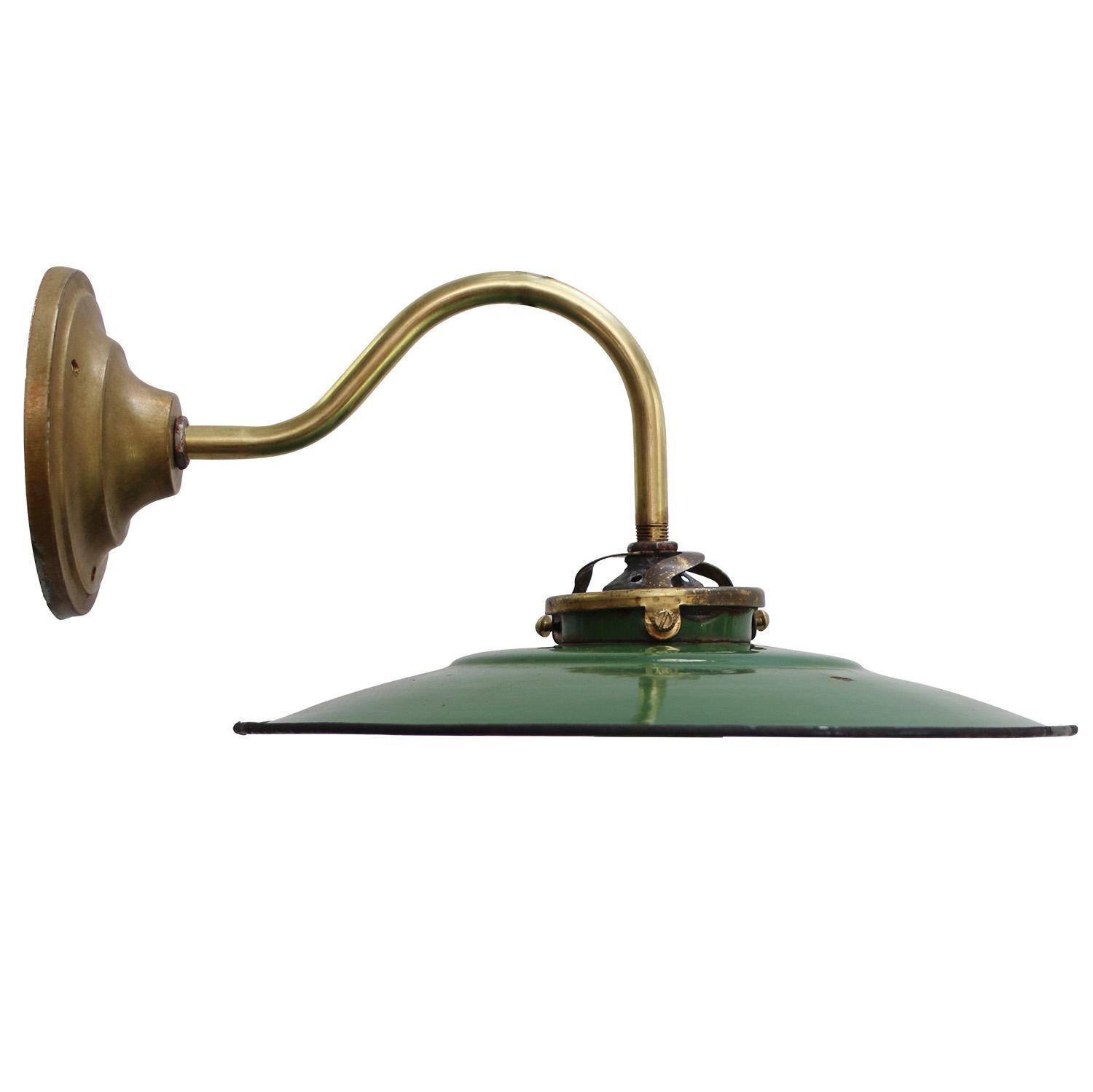 French Green Enamel Brass Scones Wall Lamps For Sale 2