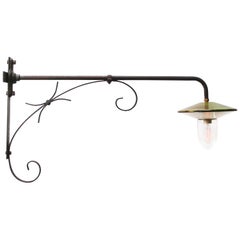 French Green Enamel Cast Iron Street Wall Light