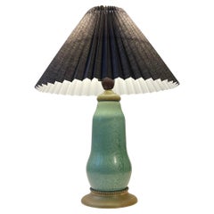 Antique French Green Enamel Gourd Table Lamp in the Style of Alexandre Marty