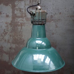 French Green Enamel Industrial Pendant Light by Sammode