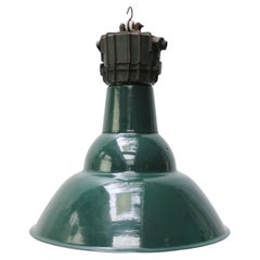 French Green Enamel Industrial Pendant Light by Sammode