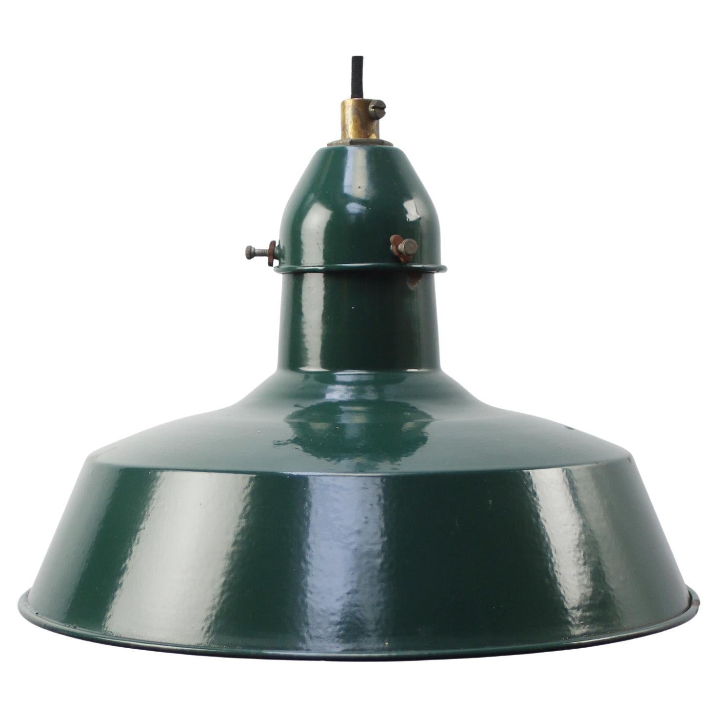 French Green Enamel Vintage Industrial Factory Pendant Lights by Sammode, France For Sale