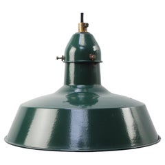 French Green Enamel Antique Industrial Factory Pendant Lights by Sammode, France