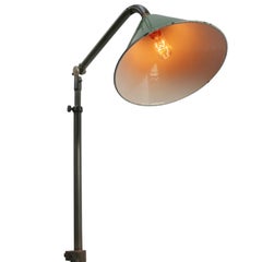 French Green Enamel Vintage Industrial Metal Machinist Table Light by Ki-É-Klair
