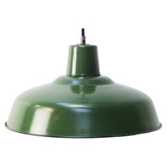 French Green Enamel Vintage Industrial Pendant Lights