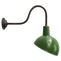 French Green Enamel Vintage Industrial Sconces Wall Lights
